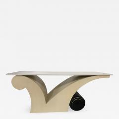 Limed Oak Art Deco Style White Quartz Top Console Table - 1308584