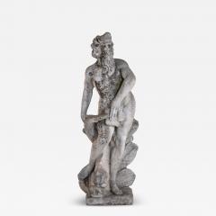 Limestone Garden Figure of Standing Neptune or Poseidon Denmark circa 1930 50 - 4562439