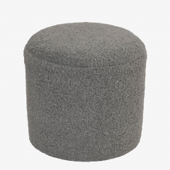 Limited Edition Custom Modern Pouf in Gray Faux Shearling - 2646584