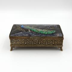 Limoges Enamelled Jewel Casket With Colorful Peacock - 1357939