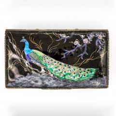 Limoges Enamelled Jewel Casket With Colorful Peacock - 1357940