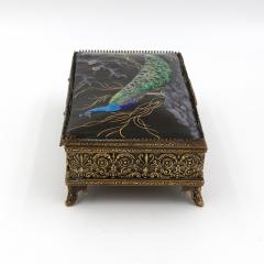 Limoges Enamelled Jewel Casket With Colorful Peacock - 1357941