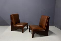 Lina Bo Bardi Pair of Midcentury Italian Armchairs Attributed to Lina Bo Bardi in Walnut 1950s - 1252019