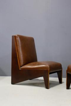 Lina Bo Bardi Pair of Midcentury Italian Armchairs Attributed to Lina Bo Bardi in Walnut 1950s - 1252025