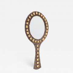 Line Vautrin A French Talosel Hand Mirror with Glass Inlay by Line Vautrin - 1004319