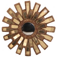 Line Vautrin A Gold Glass and Resin Sunburst Mirror in the Manner of Line Vautrin  - 4636968