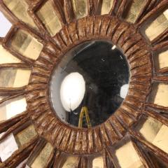 Line Vautrin A Gold Glass and Resin Sunburst Mirror in the Manner of Line Vautrin  - 4636970