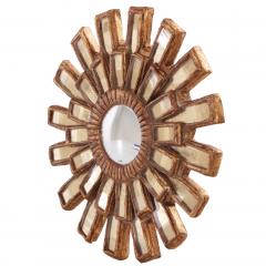 Line Vautrin A Gold Glass and Resin Sunburst Mirror in the Manner of Line Vautrin  - 4636972