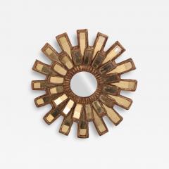 Line Vautrin A Gold Glass and Resin Sunburst Mirror in the Manner of Line Vautrin  - 4638896