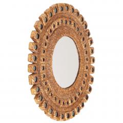 Line Vautrin A Hand Painted Glass and Gilted Convex Mirror in the manner of Line Vautrin - 4735481
