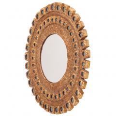Line Vautrin A Hand Painted Glass and Gilted Convex Mirror in the manner of Line Vautrin - 4735482