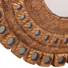 Line Vautrin A Hand Painted Glass and Gilted Convex Mirror in the manner of Line Vautrin - 4735483