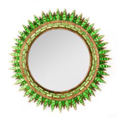 Line Vautrin A large green glass convex mirror in the manner of Line Vautrin - 2007405