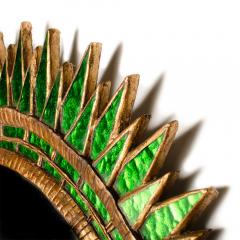 Line Vautrin A large green glass convex mirror in the manner of Line Vautrin - 2007411