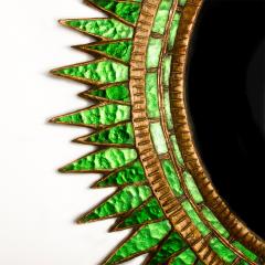 Line Vautrin A large green glass convex mirror in the manner of Line Vautrin - 2007420