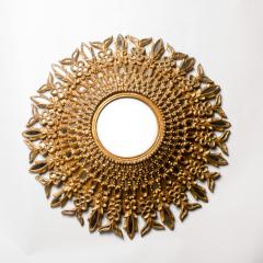 Line Vautrin A large round segmented and carved giltwood mirror in the manner of Line Vautrin - 2007454