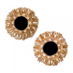 Line Vautrin A pair of petite mirrors with white and champagne glass manner of Line Vautrin - 2007514