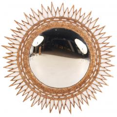 Line Vautrin An Ivory Glass Resin Convex Mirror in the manner of Line Vautrin - 4739435