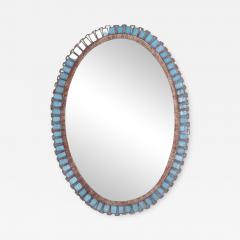 Line Vautrin An oval mirror made of gilt resin and blue glass in the manner of Line Vautrin  - 3251148