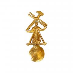 Line Vautrin Articulated Gilt Bronze Brooch Le Travail Dominant le Mond by Line Vautrin - 3034584