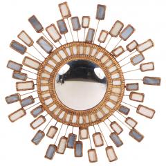 Line Vautrin Blue and Cream Glass and Resin Convex Mirror in the Manner of Line Vautrin  - 4730244