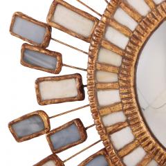Line Vautrin Blue and Cream Glass and Resin Convex Mirror in the Manner of Line Vautrin  - 4730247
