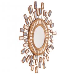 Line Vautrin Blue and Cream Glass and Resin Convex Mirror in the Manner of Line Vautrin  - 4730250