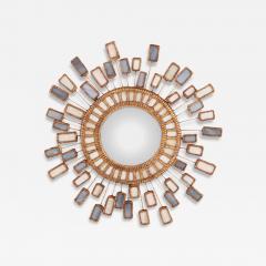 Line Vautrin Blue and Cream Glass and Resin Convex Mirror in the Manner of Line Vautrin  - 4730268