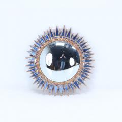 Line Vautrin Blue glass and resin concave mirror in the manner of Line Vautrin  - 3250569