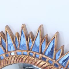 Line Vautrin Blue glass and resin concave mirror in the manner of Line Vautrin  - 3250571