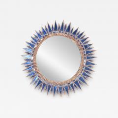 Line Vautrin Blue glass and resin concave mirror in the manner of Line Vautrin  - 3252056