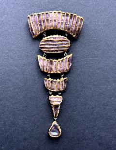 Line Vautrin French Articulate Talosel Brooch with Glass Inlay by Line Vautrin Branded - 4637365