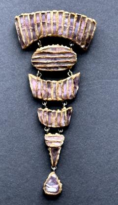 Line Vautrin French Articulate Talosel Brooch with Glass Inlay by Line Vautrin Branded - 4637366