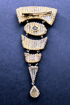 Line Vautrin French Articulate Talosel Brooch with Glass Inlay by Line Vautrin Branded - 4637371