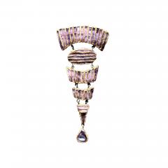 Line Vautrin French Articulate Talosel Brooch with Glass Inlay by Line Vautrin Branded - 4638993