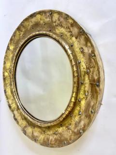 Line Vautrin French Mid Century Modern Craftsman Round Brass Copper Mirror Paris 1970 - 4112213