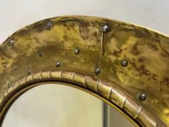 Line Vautrin French Mid Century Modern Craftsman Round Brass Copper Mirror Paris 1970 - 4112283