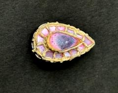 Line Vautrin French Talosel Brooch with Glass Inlay by Line Vautrin Branded - 4636556