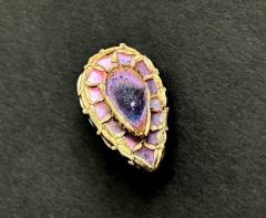 Line Vautrin French Talosel Brooch with Glass Inlay by Line Vautrin Branded - 4636557