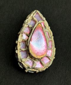 Line Vautrin French Talosel Brooch with Glass Inlay by Line Vautrin Branded - 4636561