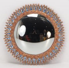 Line Vautrin Gilt resin and blue textured glass mirror in the manner of Line Vautrin - 3350736