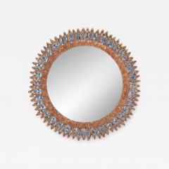 Line Vautrin Gilt resin and blue textured glass mirror in the manner of Line Vautrin - 3351381