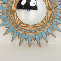 Line Vautrin Glass resin sunburst convex mirror in manner of Vautrins Soleil Pointes  - 3760581