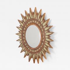 Line Vautrin Glass resin sunburst mirror in manner of Vautrins Soleil Pointes design  - 3763403