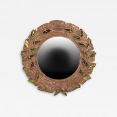 Line Vautrin Green glass and resin convex mirror in the manner of Line Vautrin Contemporary  - 3922663