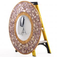 Line Vautrin Large Violet Mica and Gilt Resin Convex Wall Mirror Contemporary - 4707776
