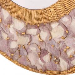 Line Vautrin Large Violet Mica and Gilt Resin Convex Wall Mirror Contemporary - 4707777