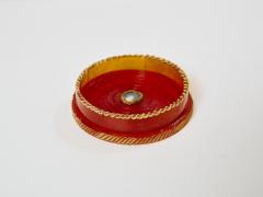 Line Vautrin Line Vautrin orange talosel marguerite mirror round box 1960 - 3385077