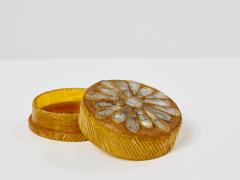 Line Vautrin Line Vautrin yellow talosel marguerite mirror round box 1960 - 3384198