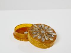 Line Vautrin Line Vautrin yellow talosel marguerite mirror round box 1960 - 3384199